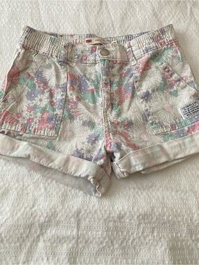 Levi's Pastel Floral Roll-Cuff Kids Shorts - Pink, Mint, Lavender